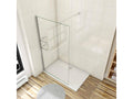 Walk-in shower enclosure 140x190cm with shelves and 70-120cm cylindrical support bar in 8mm anti-limescale glass KUVM09021