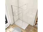 Walk-in shower enclosure 140x190cm with shelves and 70-120cm cylindrical support bar in 8mm anti-limescale glass KUVM09021