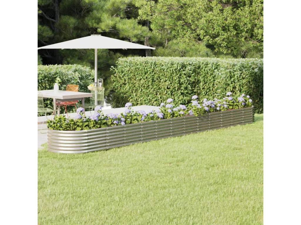 Raised garden bed, powder-coated steel, silver, YWGC03284