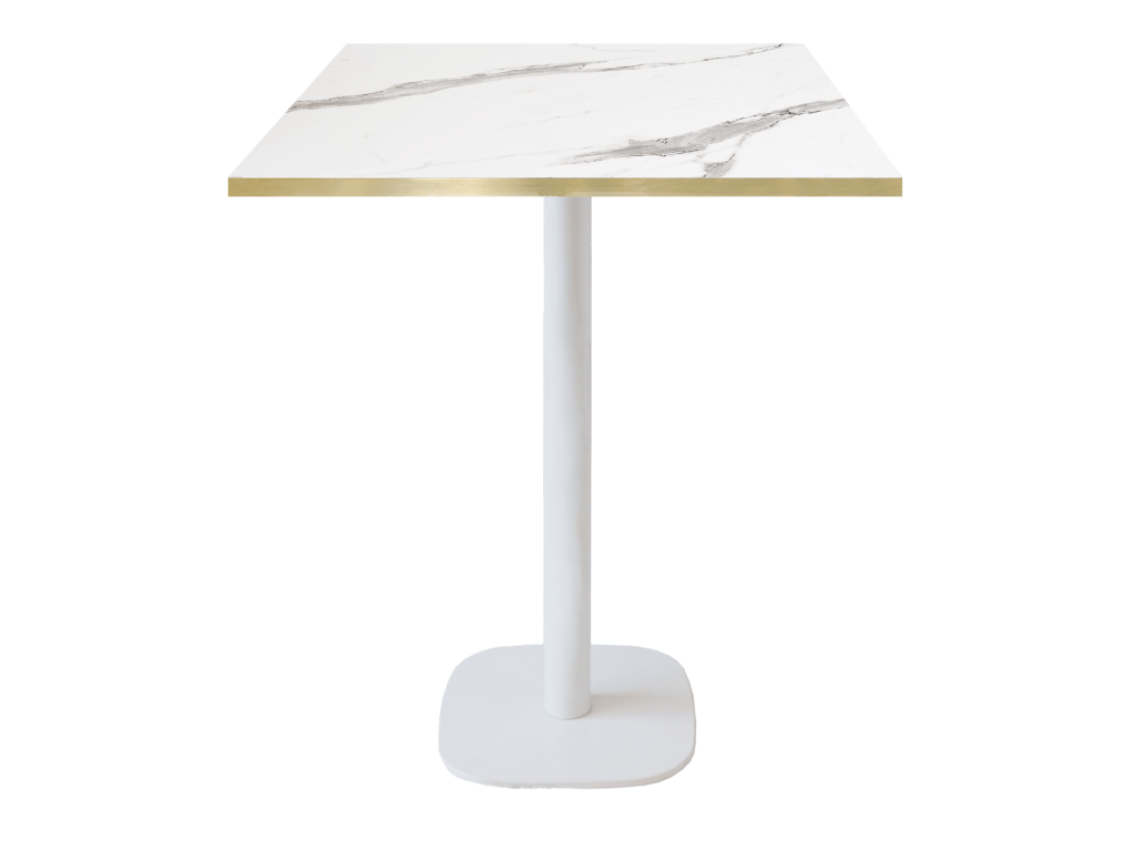 High table 70x70cm - Round model, white marble bench with brass edges CPKX69537
