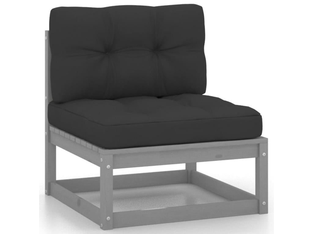 10-piece garden furniture set with cushions, grey, solid pine wood, 19 LLPY01685