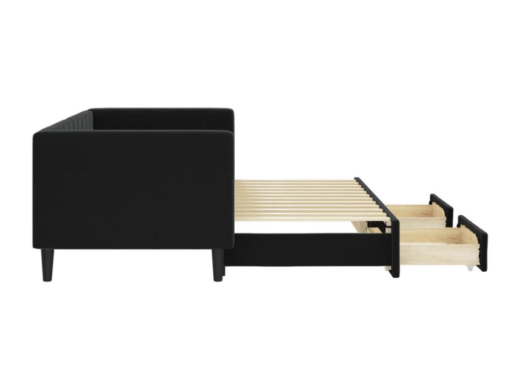 Daybed with pull-out bed and drawers, mattress not included, black, 80x200 cm, LZJJ62782