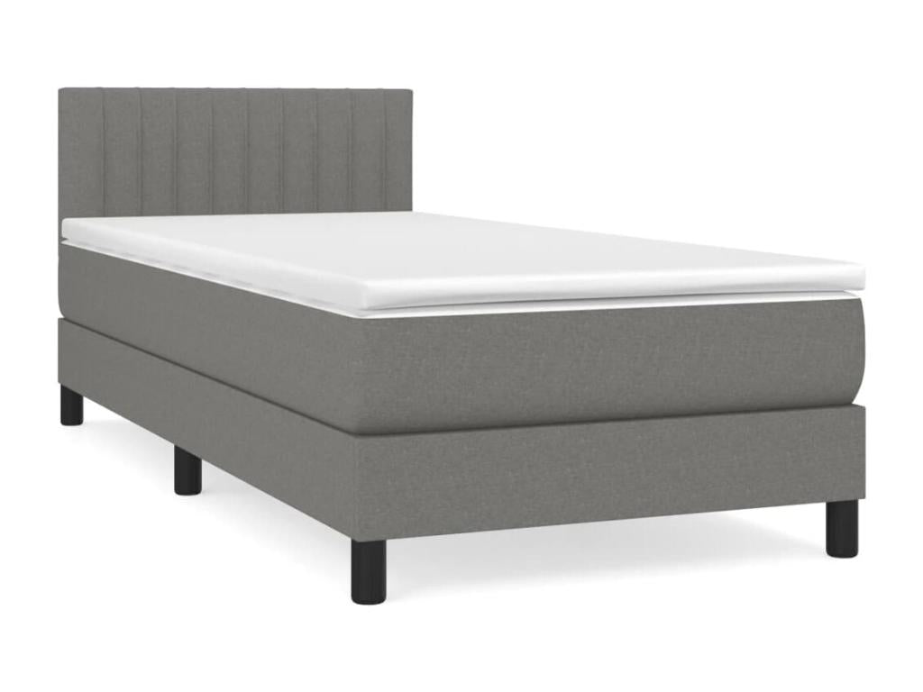Upholstered bed base with mattress, dark grey, 80x200 cm, fabric, 6 SBNL46321
