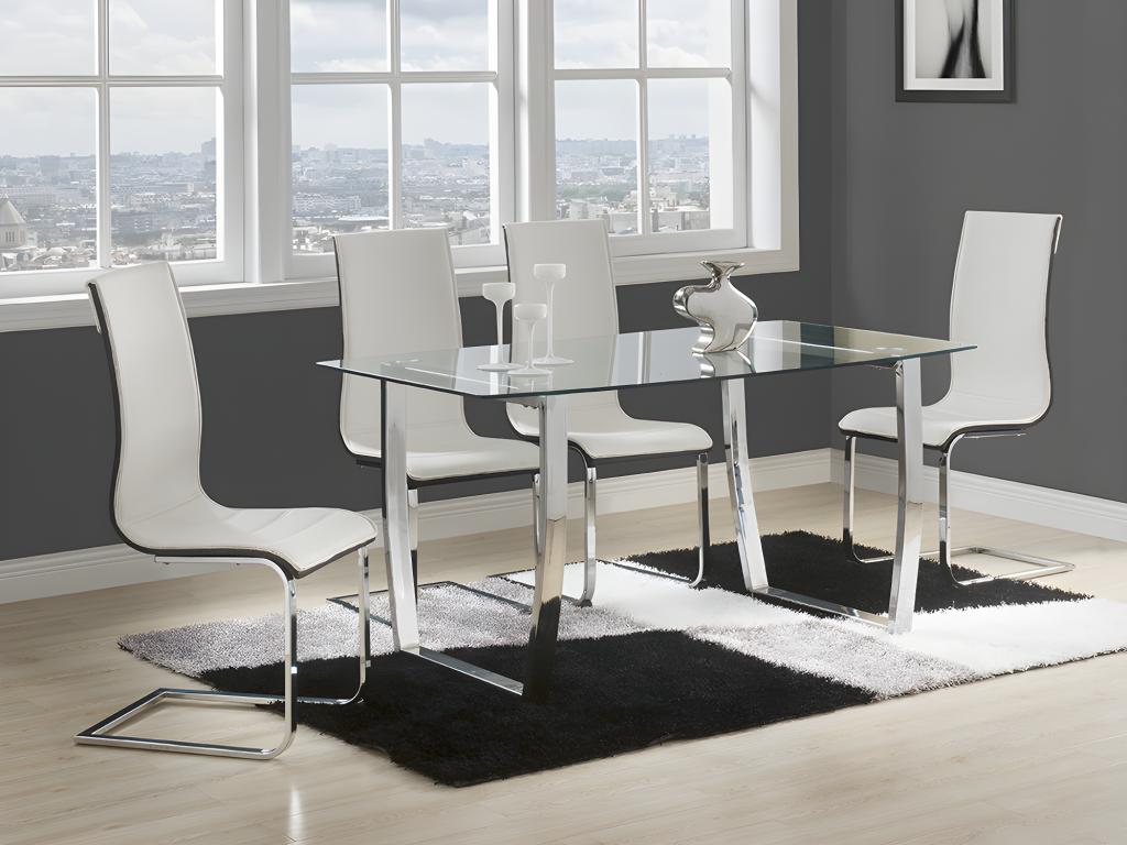 Luxameub Dining Table - 6 people - Tempered Glass / Chrome Metal IDAK28928