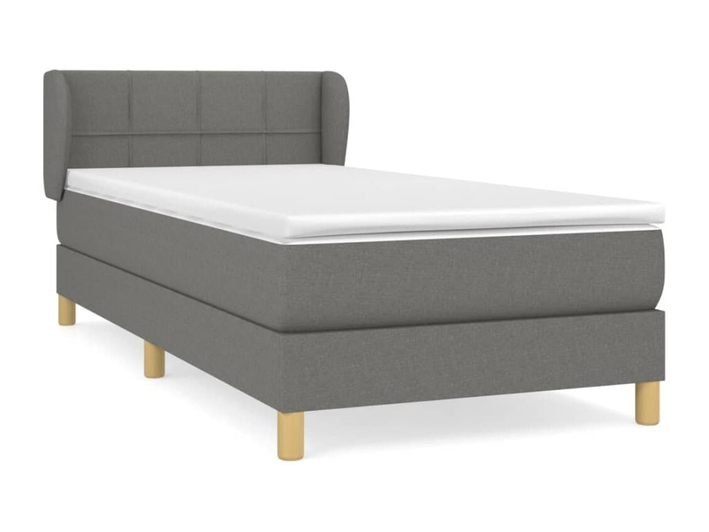 Upholstered bed base with mattress, light grey, 80x200 cm, fabric BQOL32586