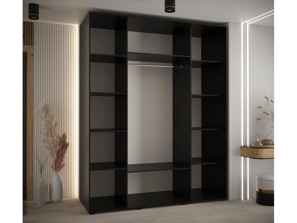 Luxameub 7 Sliding Door Wardrobe 235.2/200/60 3 Doors Black/Black/Silver GRNU95706