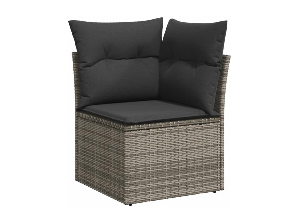 11-piece garden furniture set with grey resin wicker cushions GWFJ13789