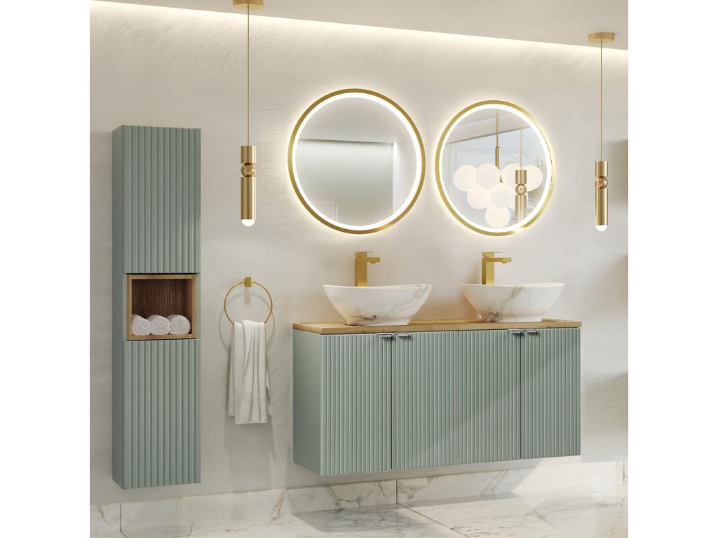 Luxameub 120cm double vanity unit with 4 doors, Green and Wood HVYM46525