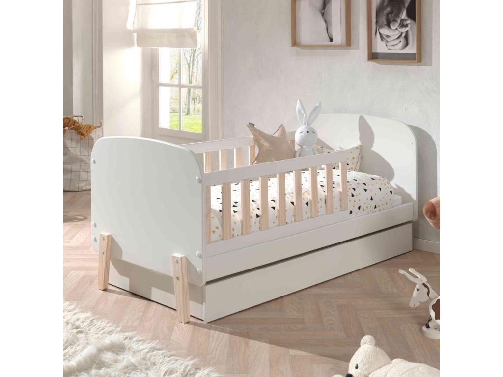 Children's bed with drawer in white wood, 70x140 cm - LT2034-2 CYRD54687