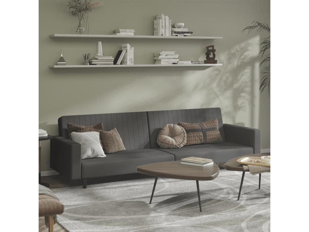 Dark grey velvet 2-seater sofa bed FFWR72423