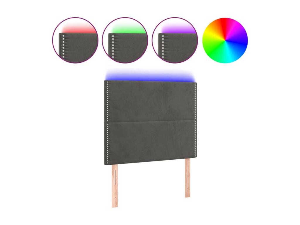 Dark Grey LED Headboard 80x5x118/128 cm Velvet UTQO30480