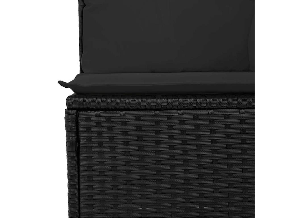 9-piece garden furniture set with cushions, black woven resin LHED68066