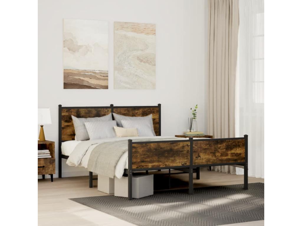 Metal bed frame with headboard and footboard 137x190 cm SLJC20708