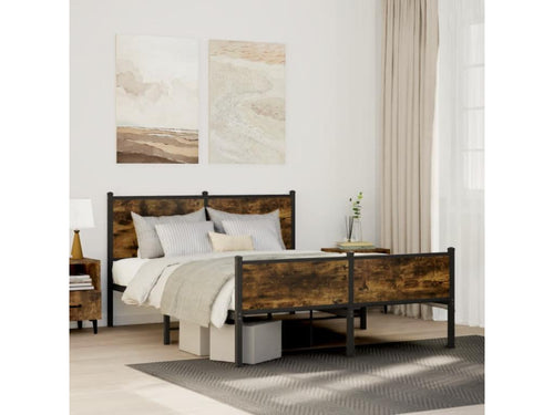 Metal bed frame with headboard and footboard 137x190 cm SLJC20708