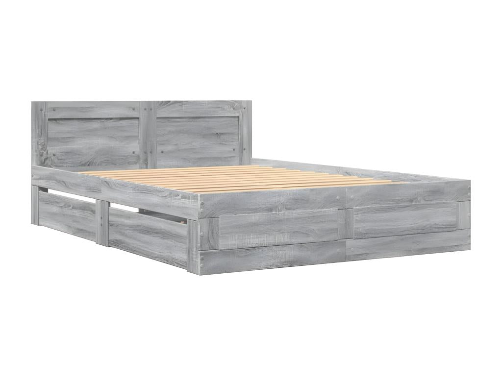 Luxameub grey bed frame with headboard 140x200 cm GUUI90737