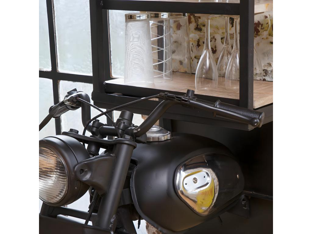 Luxameub ZDAM16586 Black Metal Motorcycle Front Shelf