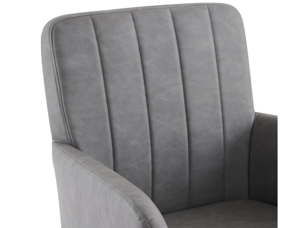 Set of 4 Upholstered Cantilever Chairs in Faux Leather - Grey KXNO37776