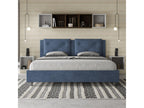 Luxameub size bed with 200x200 microfiber upholstered slatted base, blue, Luxameub INGX79123