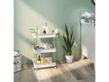 Luxameub bathroom storage unit with 3 shelves and 4 compartments, made of steel and PP, white and green, LRNP83439