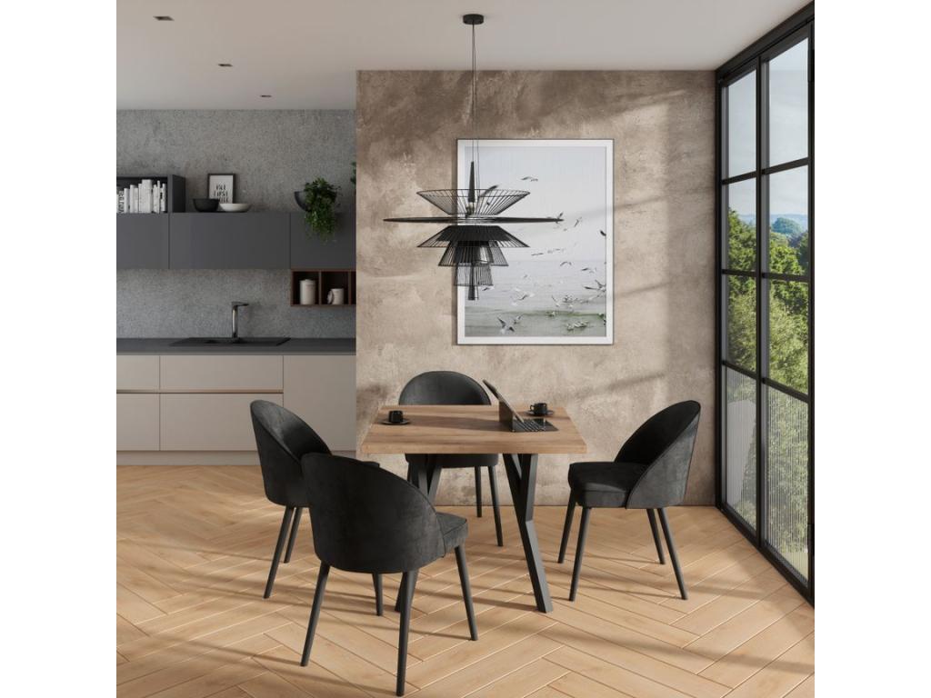 Modern chair in black beech wood and choice of fabric Luxameub-Tissu 27100 CRDN36155