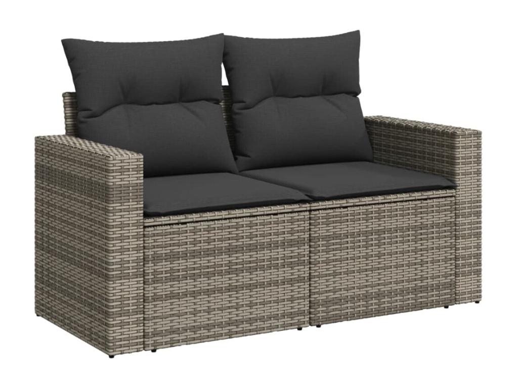 6-piece garden furniture set with grey resin wicker cushions FFIG50160