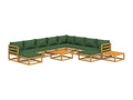 12-piece garden furniture set with cushions, green solid wood FULO92864