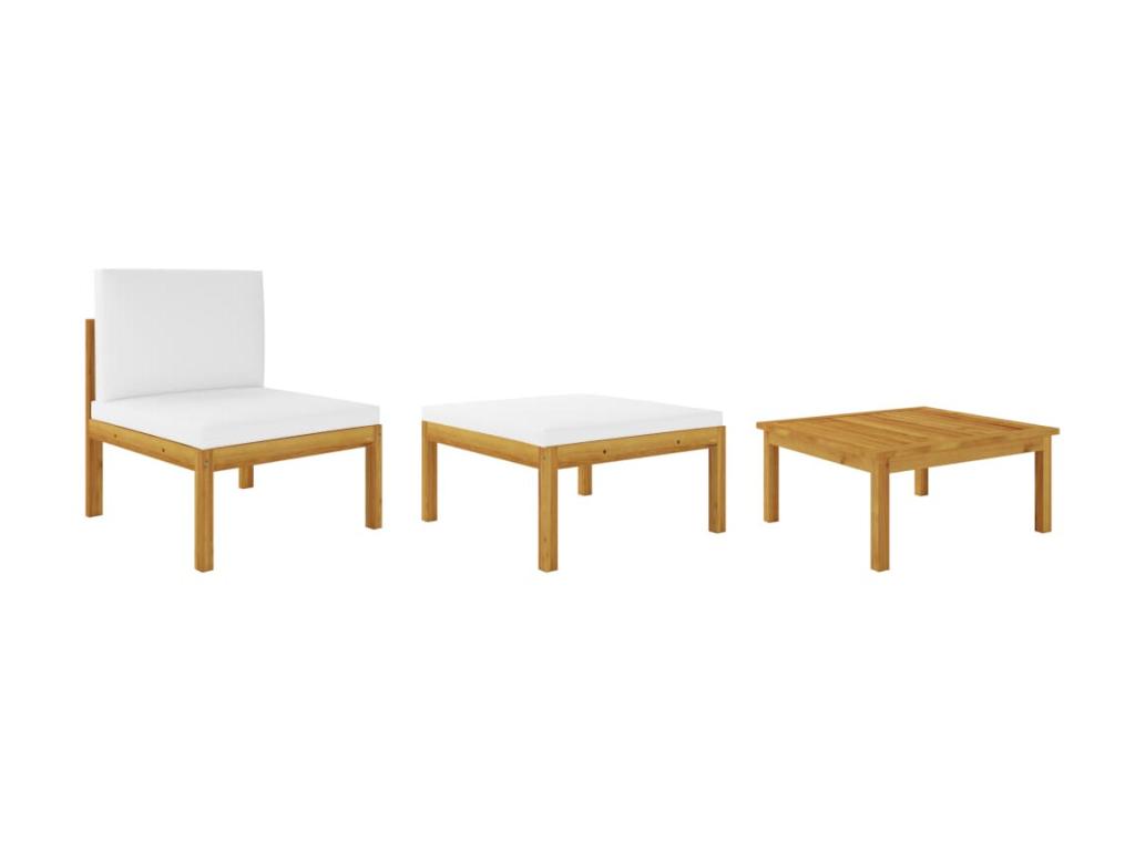 12-piece garden furniture set with cushions, cream color, solid wood, Luxameub 2 OIJS19876