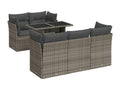 6-piece garden furniture set with grey resin wicker cushions ZKUG24656