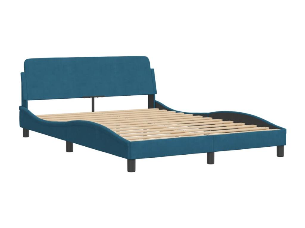Bed with blue mattress 140x190 cm velvet LHCN37120