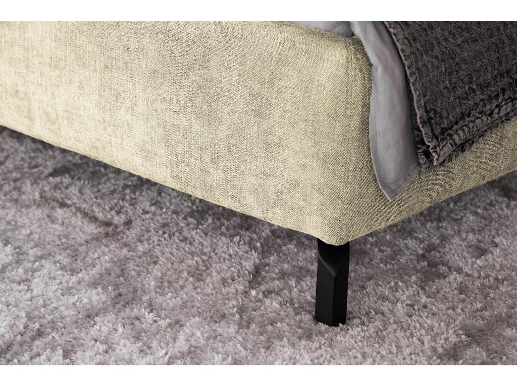 Bed - cream white woven fabric - Luxameub VXVM19225