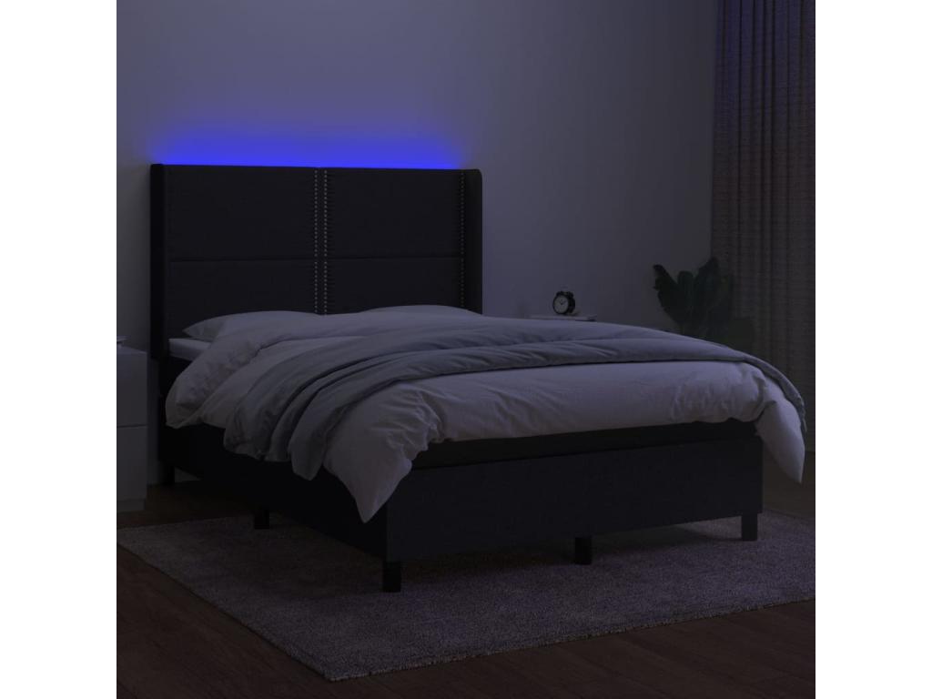 Luxameub bed base with LED mattress, black, 140x200 cm, fabric, LJFK89235