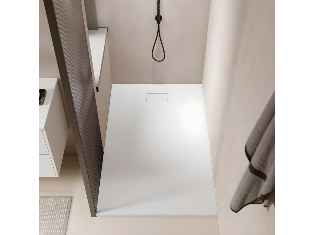 Cosymeub extra-flat 80x180 cm shower tray in white slate finish KQLC50090