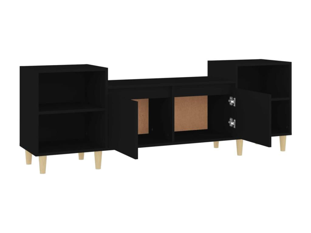 Black TV stand 160x35x55 cm Engineered wood MWDN15339