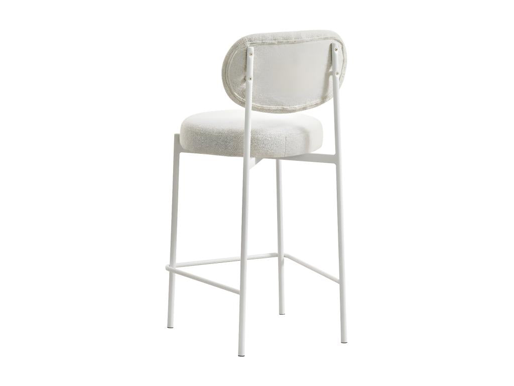 Luxameub - Set of 2 PINPAI fabric bar stools with white legs - Ecru JQZI20471