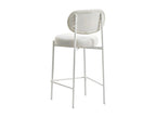 Luxameub - Set of 2 PINPAI fabric bar stools with white legs - Ecru JQZI20471