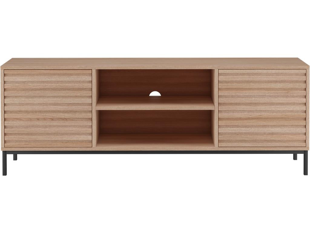 Luxameub - TV stand with 2 doors and 2 open compartments in oak-effect particleboard KSKN48013