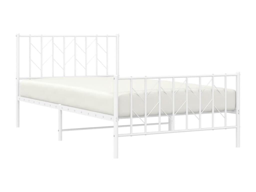 Metal bed frame with headboard and footboard, white, 107x203 cm, EJCB59186