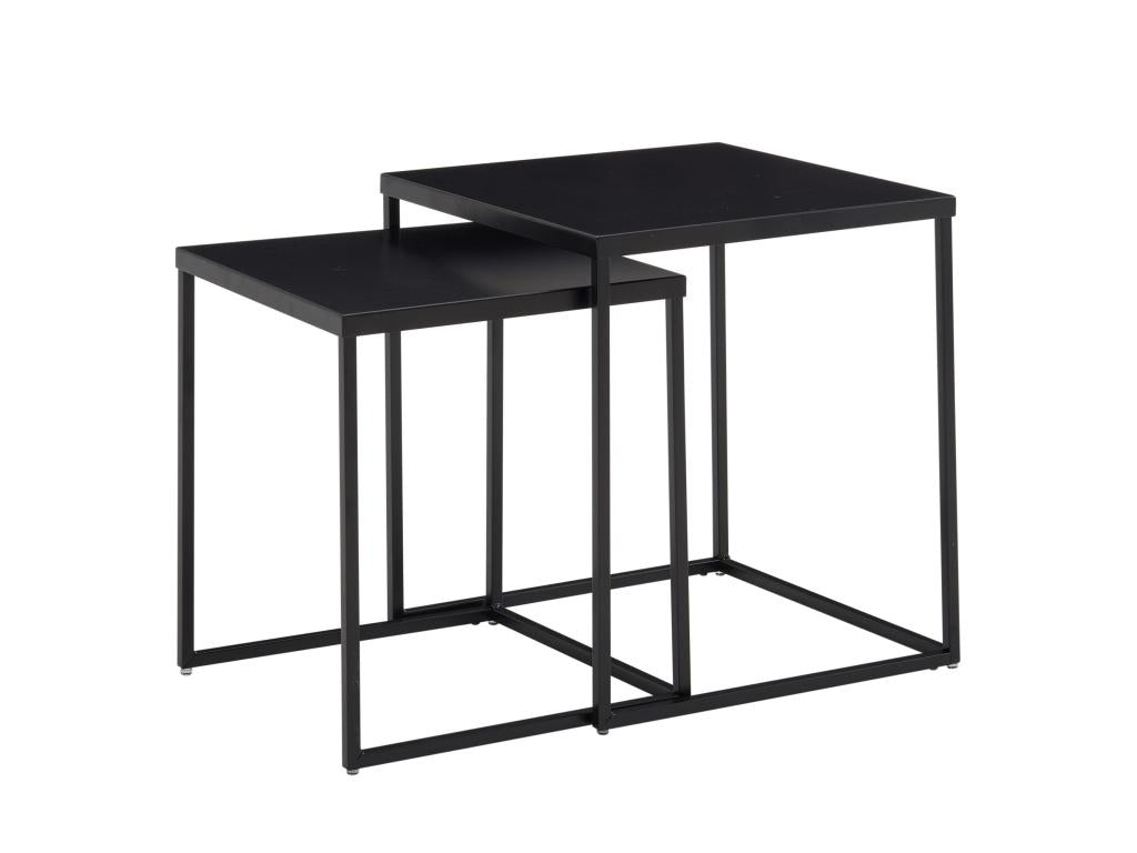 Black Square Metal Nesting Tables, Modern Low Side Tables, Set of 2 PHAO16930