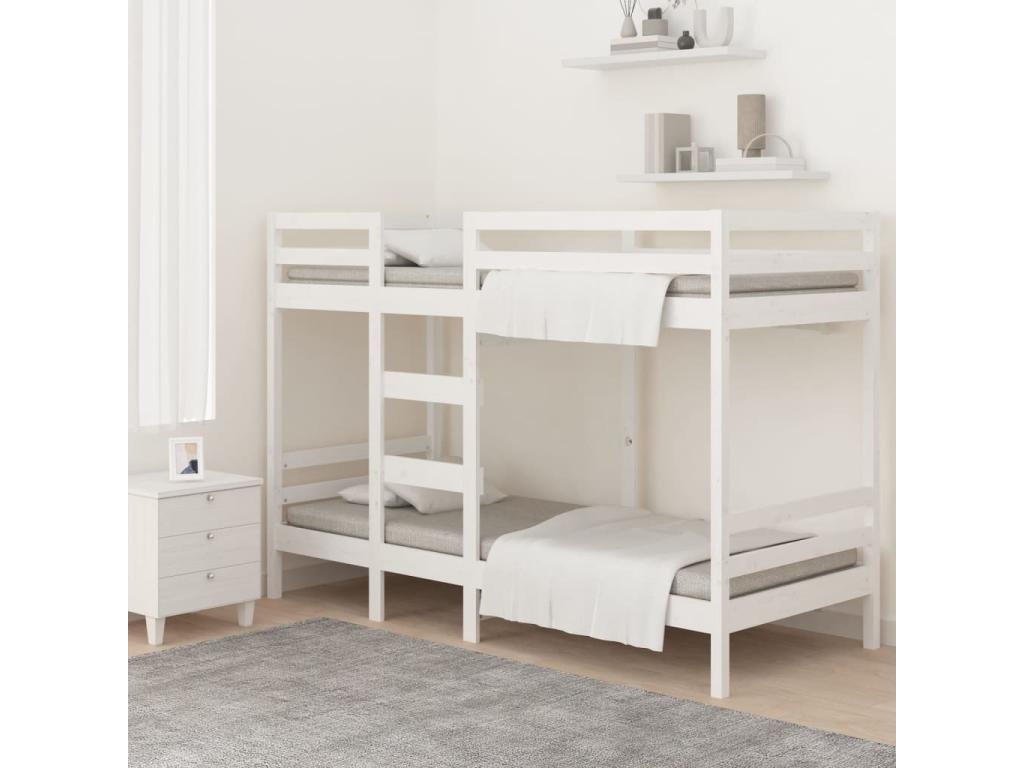 White Bunk Bed 90x200 cm Solid Pine Wood RKRW53231