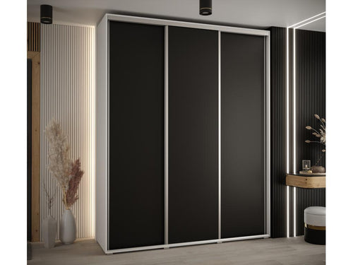 Luxameub 1 Sliding Door Wardrobe 235.2/200/60 3 Doors White/Black/Silver YTHA34777