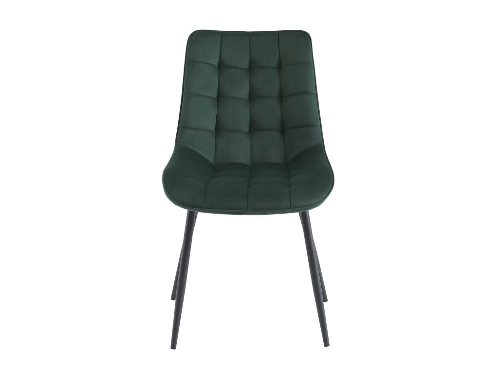 Set of 2 upholstered chairs - Velvet and black metal - Green - Luxameub GYXO73179