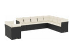 10-piece garden furniture set with cushions, black woven resin MUOJ02576