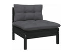 5-piece garden furniture set with cushions, black pine wood SRDB60054
