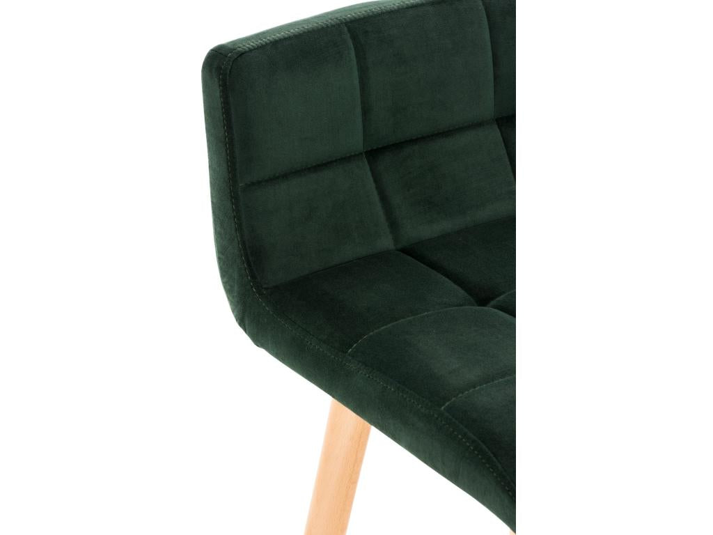 Bar stool - Velvet / Wood - Green - Luxameub LRAG03596