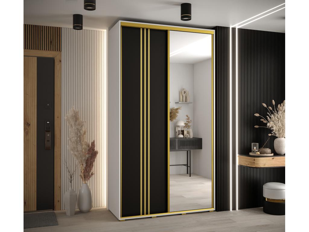 Luxameub 7 Sliding Door Wardrobe 235.2/130/60 2 Doors White/Black/Gold GGOM01402