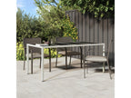 Luxameub PINPAI - White Garden Table 190x90x75 cm Tempered Glass/Woven Resin AZHF38058