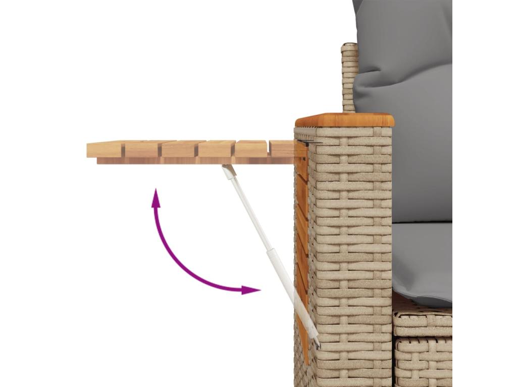 Garden furniture set with cushions, 6 pieces, beige woven resin, SPVF57728