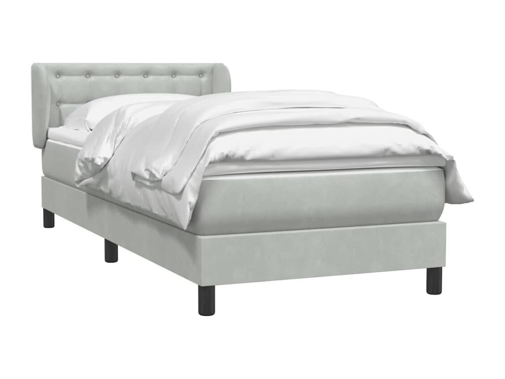 Luxameub bed base and light grey 90x210 cm velvet mattress DDEJ73421
