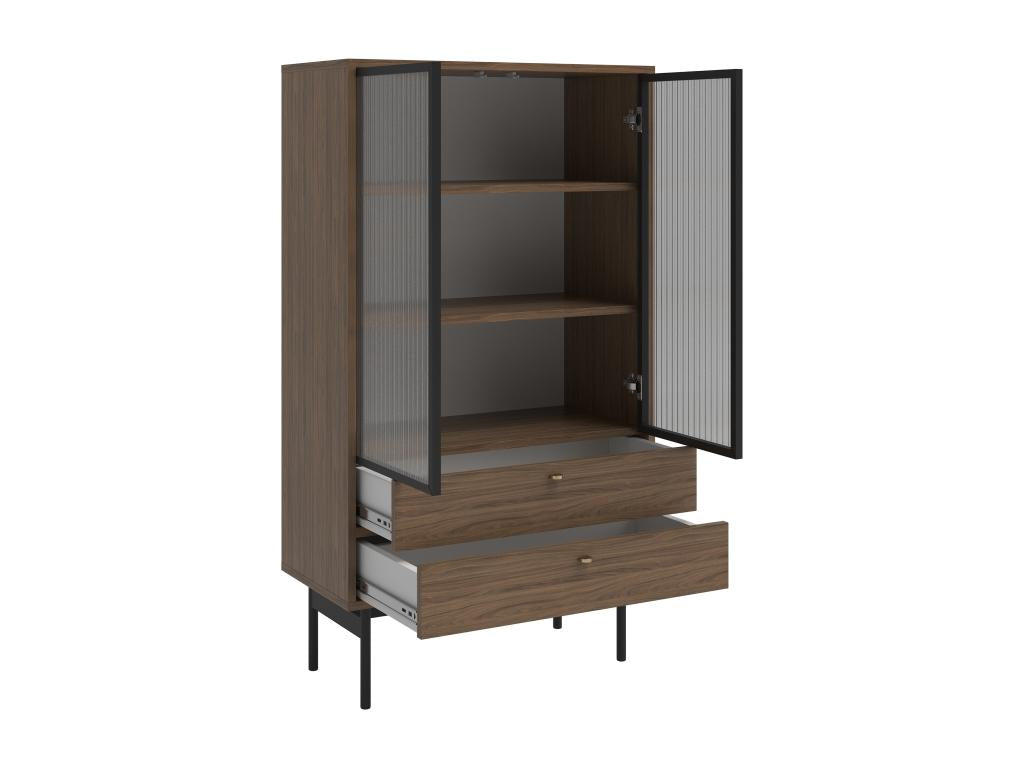 Low display cabinet - 85cm - with two drawers - Luxameub natural walnut - Luxameub TCHL07979