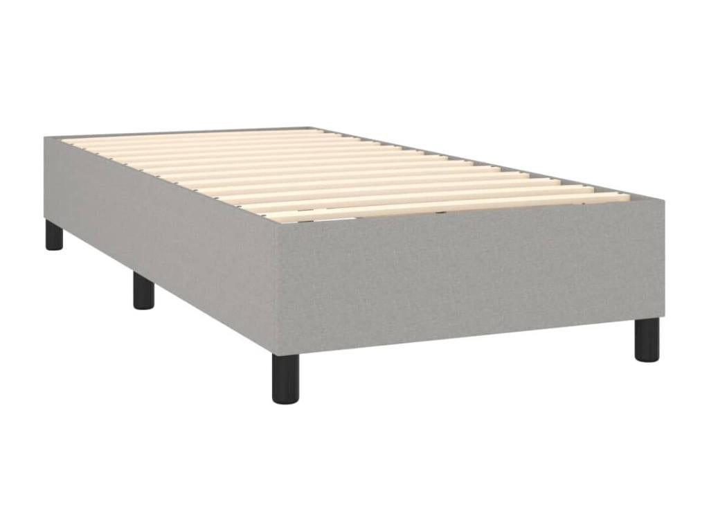 Upholstered bed base with mattress, light grey, 80x200 cm, fabric, USGC23763